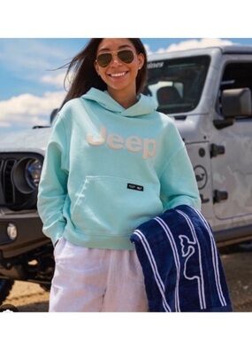 Vineyard Vines JEEP Collection Aqua Light Blue Terry Hoodie Womens XXS